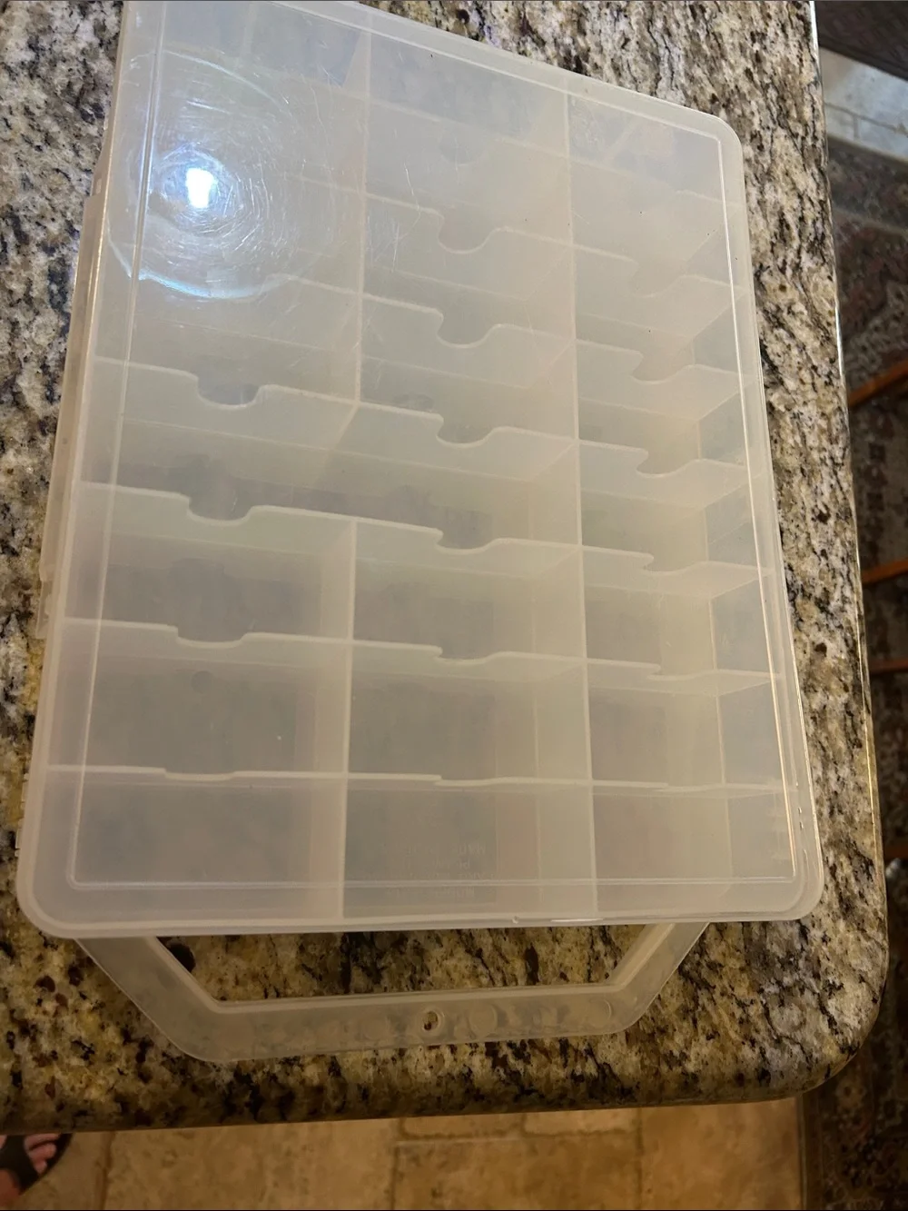 Multi-Compartment Clear Plastic Double Sided Organizer with Caring Handle